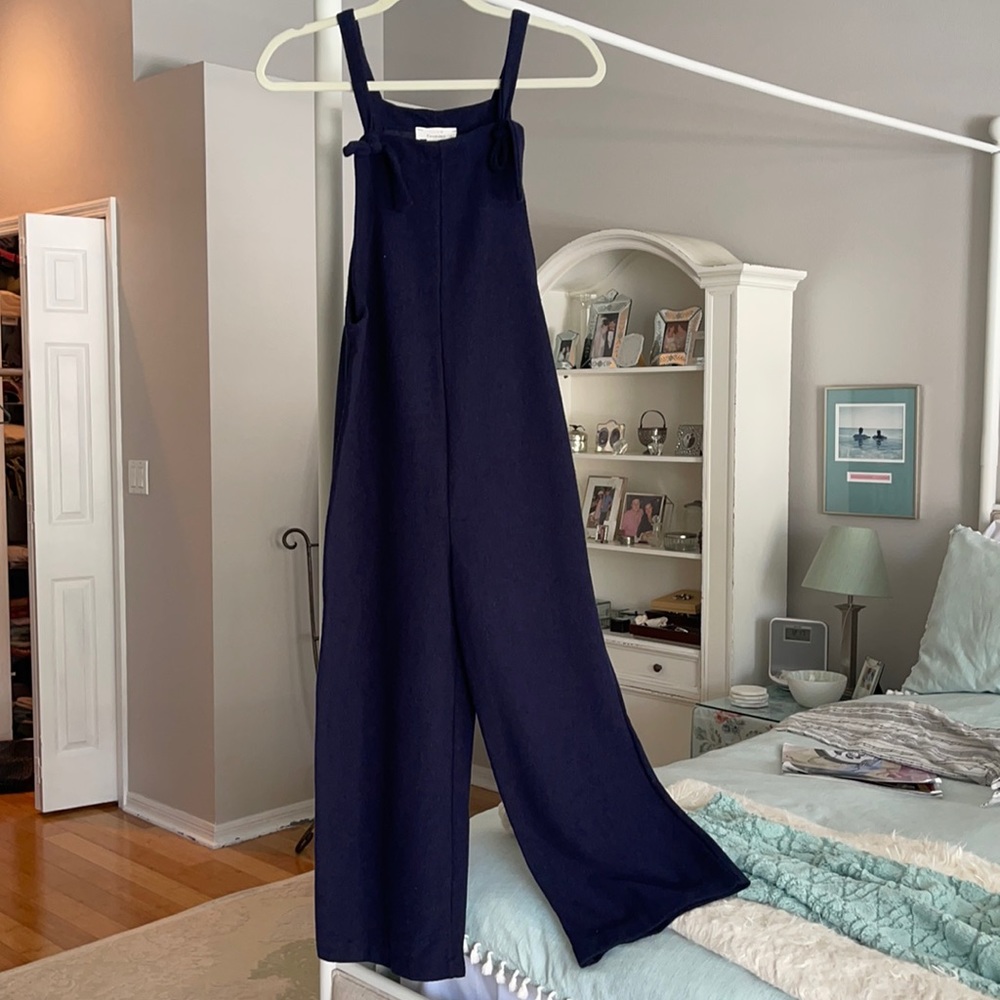 Navy blue knit jumpsuit